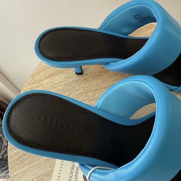 Sanctuary Women's Likely Square Toe Slip On Leather Sandal Size 8.5 M BLUE WIRE - Picture 15 of 16